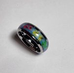 Blue floral tungsten steel ring - Image 4