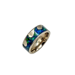Blue green opal set ring