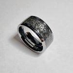 Dark meteorite style textured tungsten steel ring - Image 6