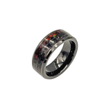 Two tone textured tungsten steel ring