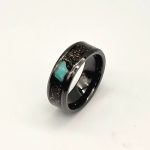 Black textured wide ring band - Image 3