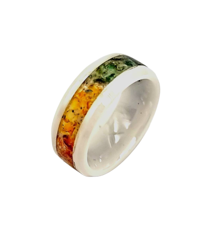 Multi colored resin inlaid ring