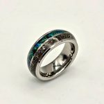 Blue green abalone shell inlaid ring - Image 4